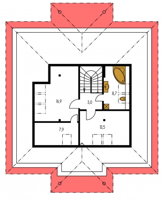 Image miroir | Plan de sol du premier étage - BUNGALOW 31